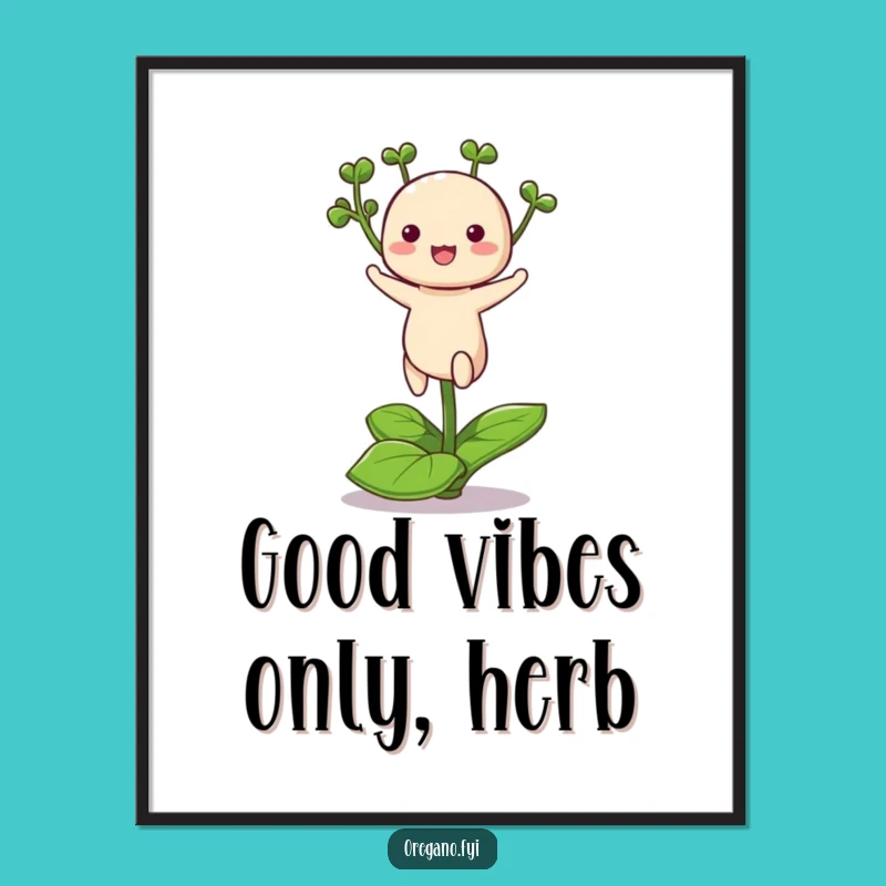 Free Printable Wall Art: Kawaii Oregano Hop for Cute, Humorous Downloadable Decor