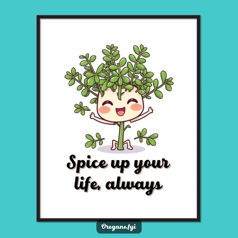 Free Printable Wall Art: Wiggling Oregano, Happy Herb Downloadable Decor for Kitchens!