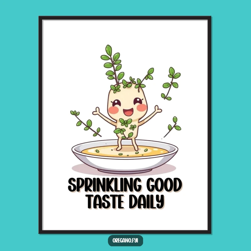Funny Free Printable Wall Art: Joyful Oregano Sprinkling - Downloadable DIY Kitchen Decor