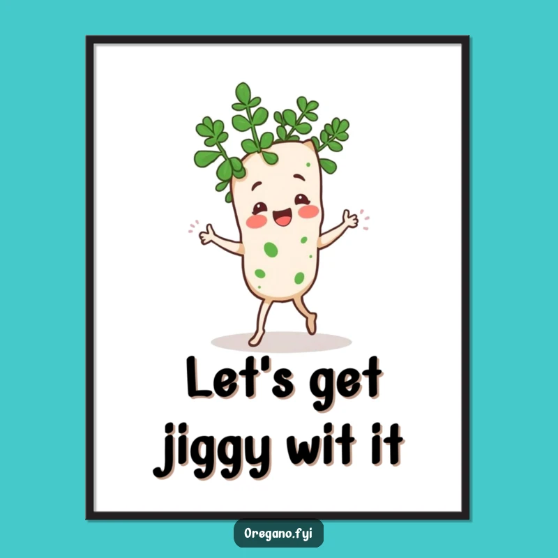 Funny Free Printable Wall Art: Kawaii Oregano Jig Decor, Downloadable Whimsical Gift
