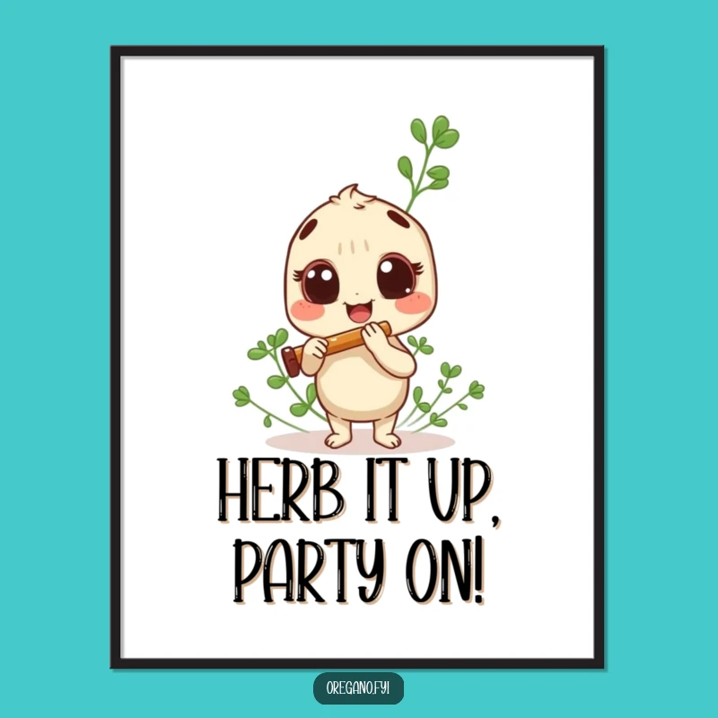 Free Printable Wall Art: Funny Oregano Panpipe Herb - Quirky Downloadable Home Decor Gift!