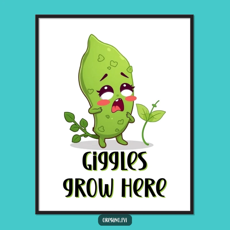 Humorous Free Printable Wall Art: Tickled Oregano Leaf for Playful Decor