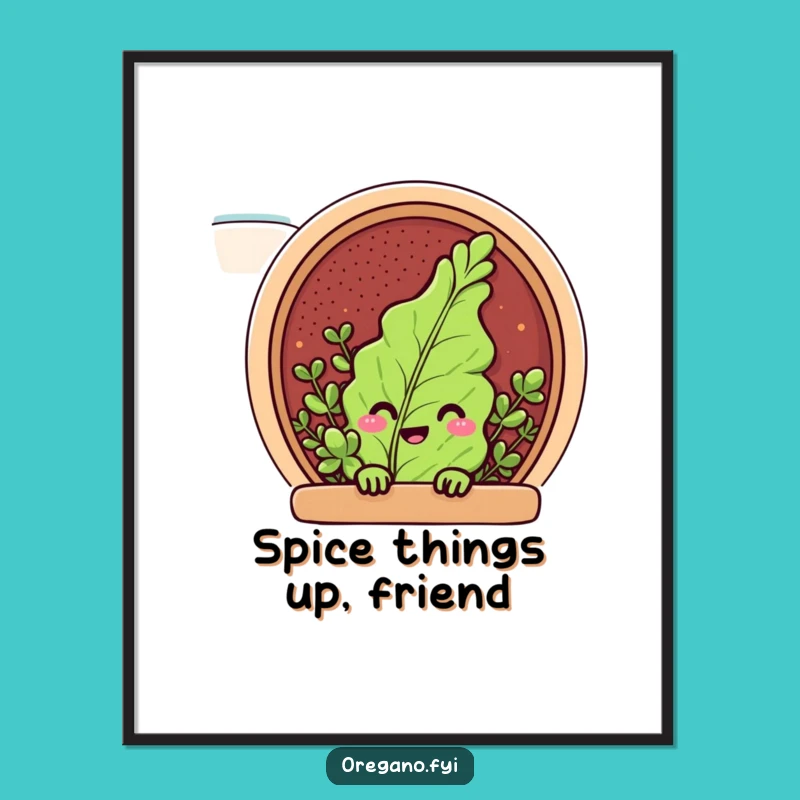 Funny Free Printable Wall Art: Peeking Oregano Spice Rack Decor Downloadable