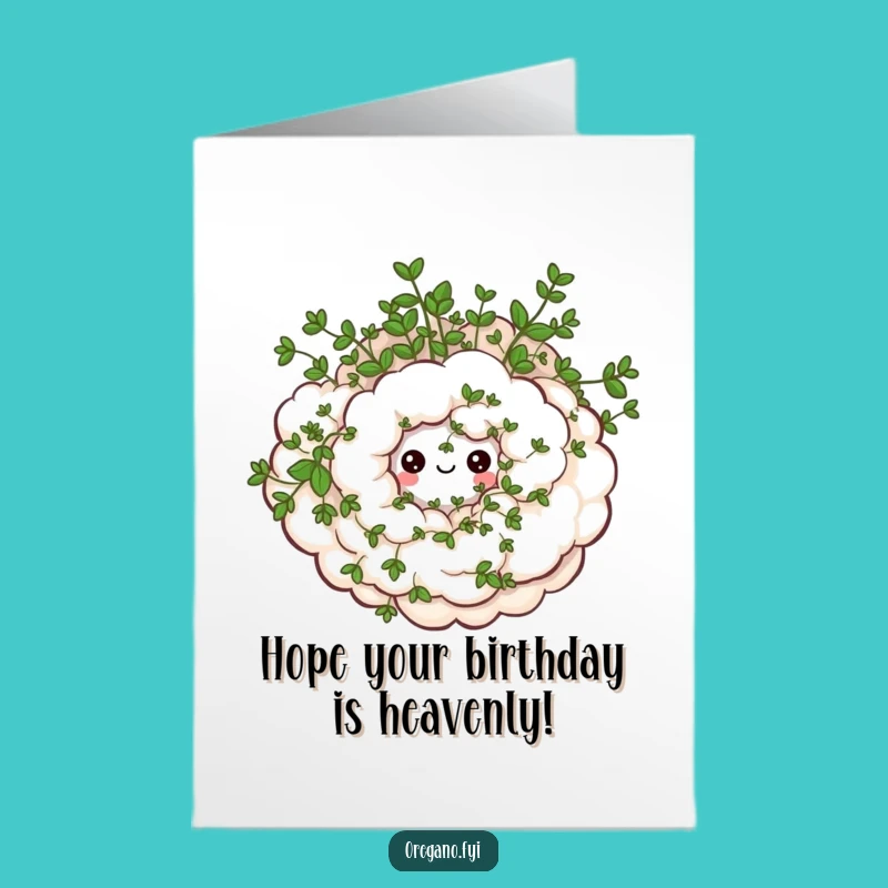 Free Printable Birthday Card: Happy Oregano Cloud, Funny Downloadable Gift for a Joyful Day