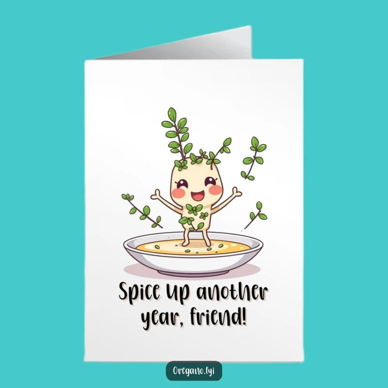 Free Printable Birthday Card: Joyful Oregano Sprinkling Fun - Downloadable DIY Flavor Gift