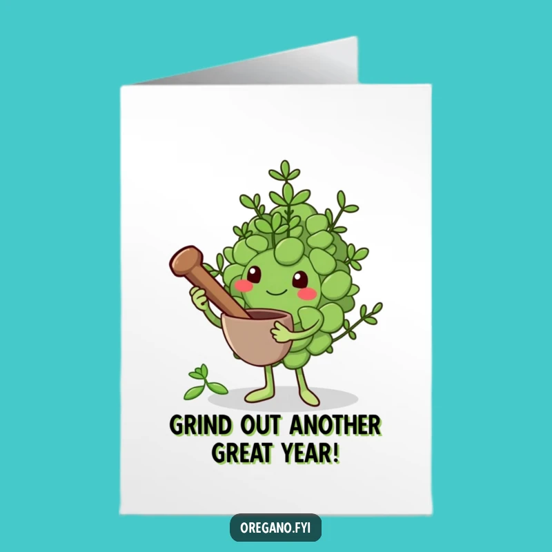 Free Printable Birthday Card: Funny Oregano Grinder, Downloadable Gift for Herb Lovers