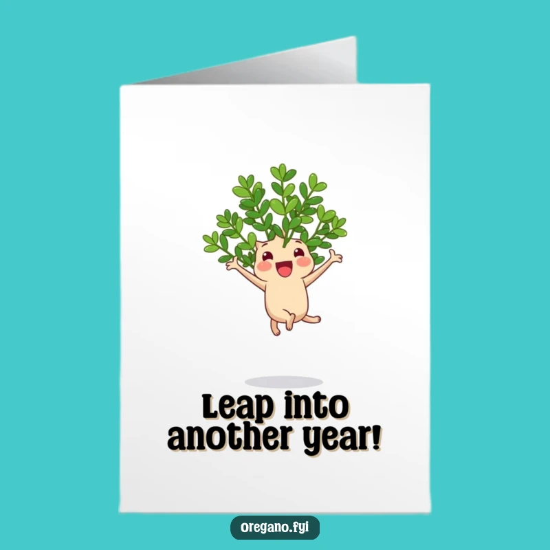 Free Printable Birthday Card: Bouncy Oregano Jump for Joy Downloadable