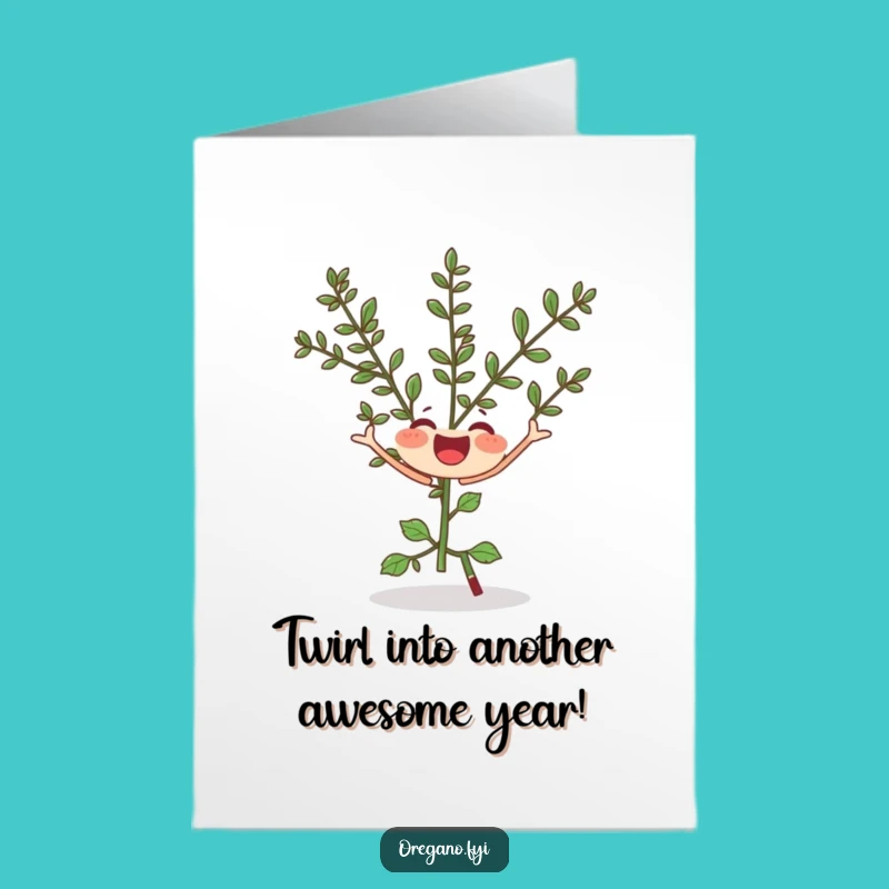 Free Printable Birthday Card: Joyful Oregano Twirl for a Fun Celebration