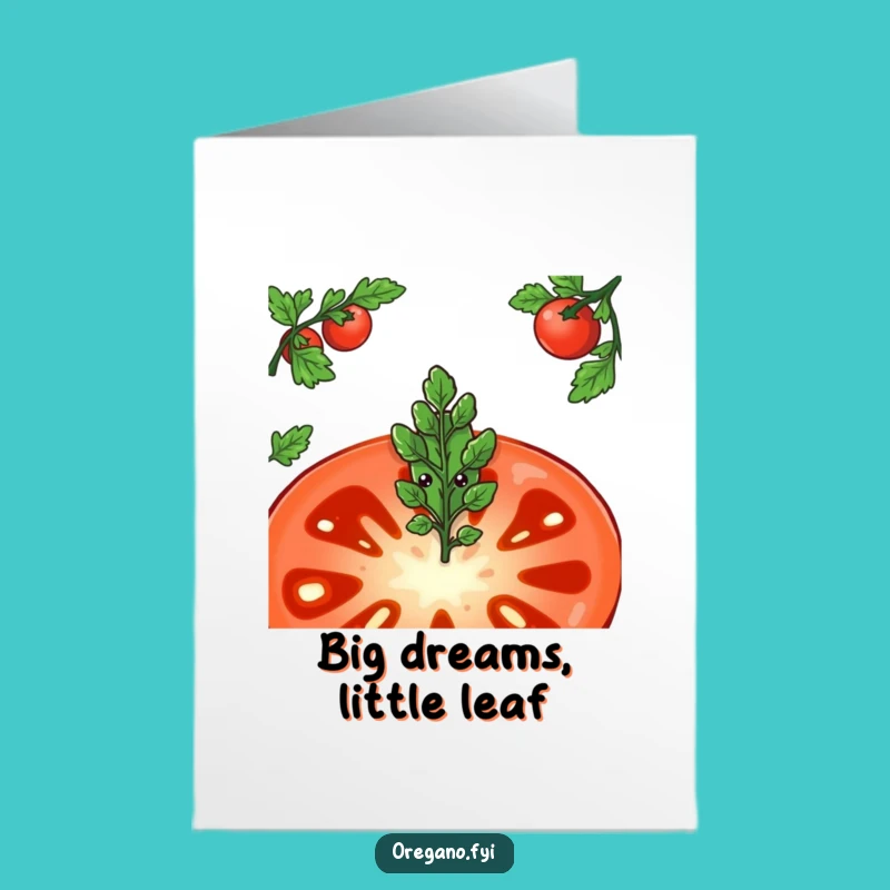 Free Printable Congrats Card: Shy Oregano's Tomato Debut Downloadable Art