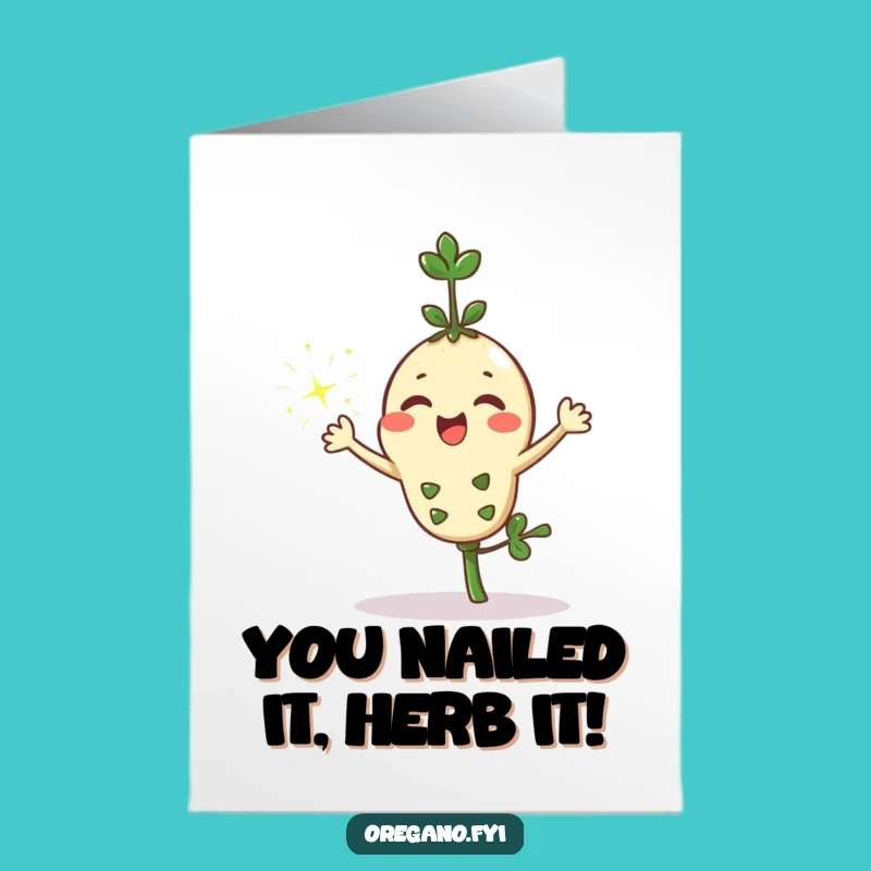Free Printable Congrats Card: Kawaii Oregano Sparkles for Your Big Win!