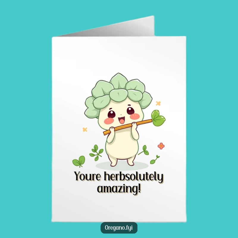 Free Printable Congrats Card: Oregano's Leaf Flute Victory Tune for a Funny Downloadable Gift