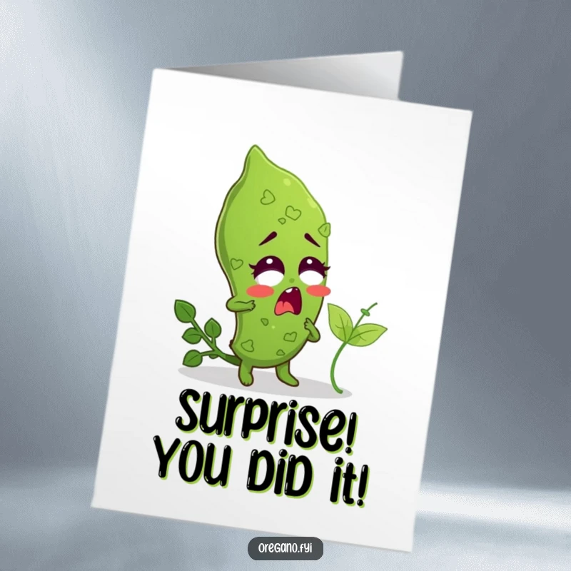 Funny Free Printable Congratulations Card: An oregano leaf in mock surprise as it's tickled by a small basil leaf.