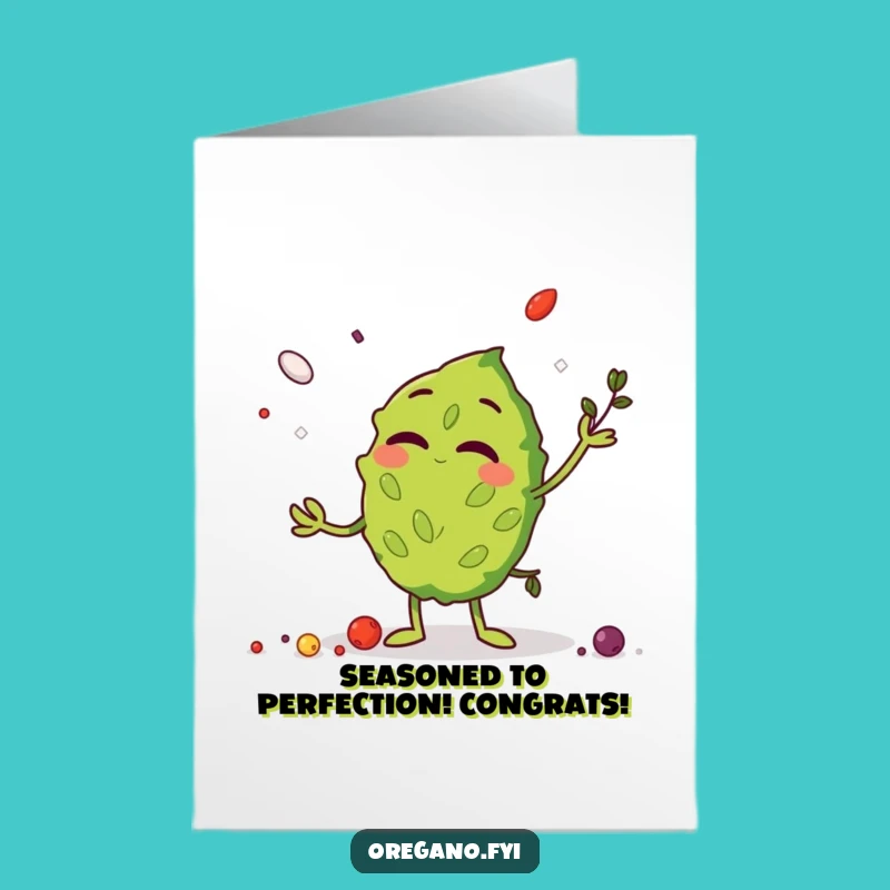 Free Printable Oregano Congrats Card: Funny Juggling Herb for Your Big Win!