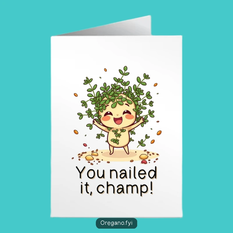 Free Printable Oregano Congrats Card: Spice Scatterer Celebrates Your Success