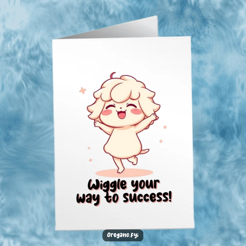 Free Printable Congratulations Card: A sweet Kawaii oregano character does a funny, graceful dance to celebrate achievements.