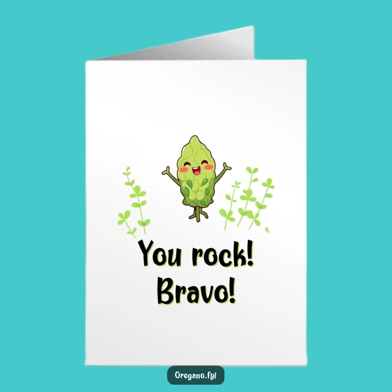 Free Printable Congrats Card: Dancing Oregano Cheers for Your Big Win!