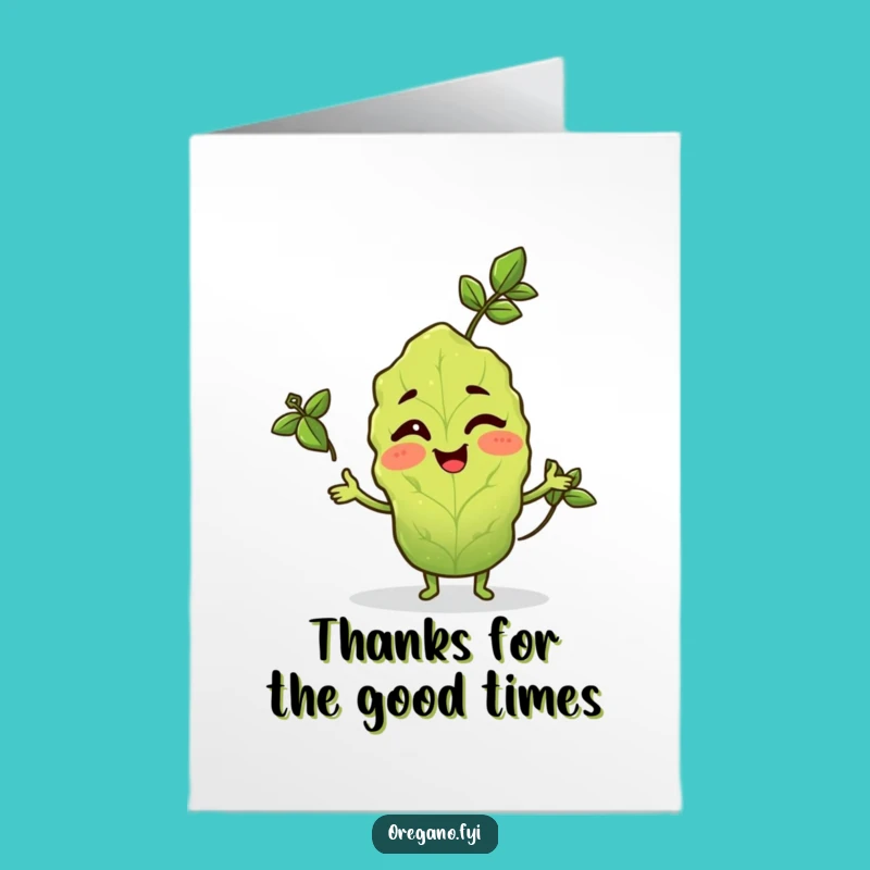 Free Printable Juggling Oregano Thank You Card: Downloadable Humorous Gift of Gratitude!