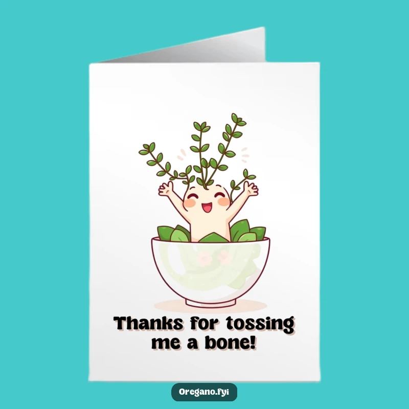 Free Printable Thank You Card: Oregano Salad Leap Funny Downloadable Gift