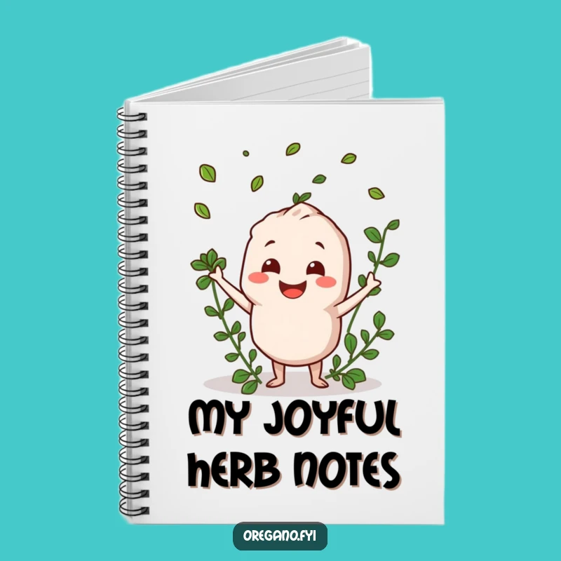Funny Oregano Tossing Leaves Notebook - Jot Down Happy Thoughts!