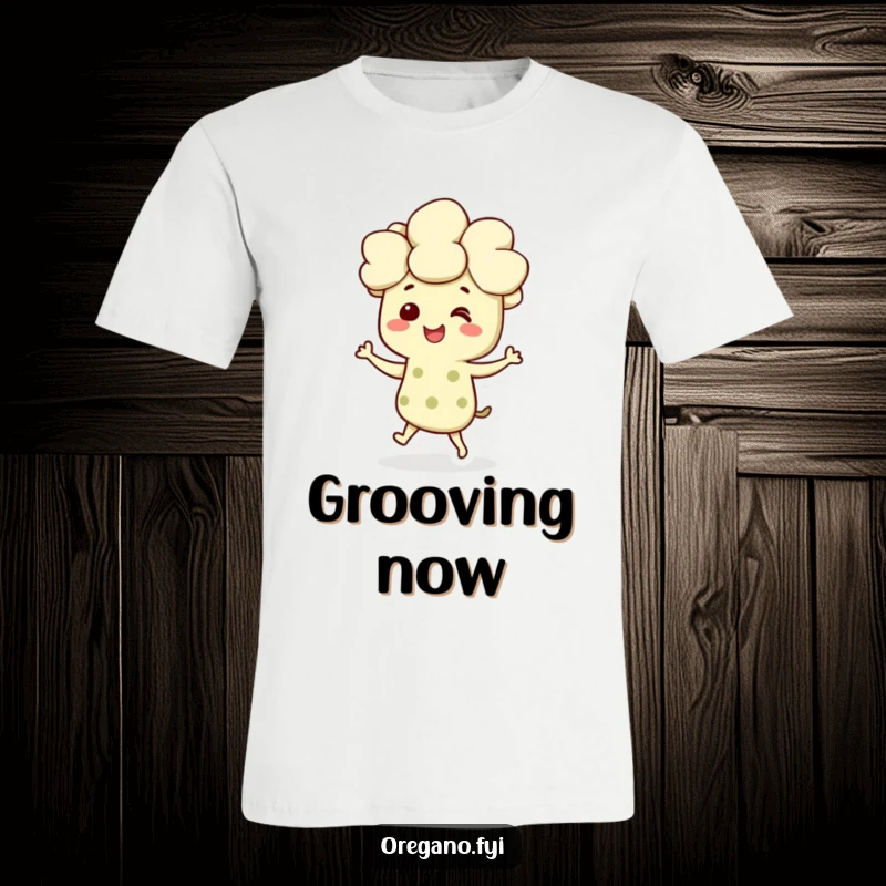 Funny T-Shirt with a smiling oregano character performing a joyful dance, spreading happiness and herbaceous cheer.