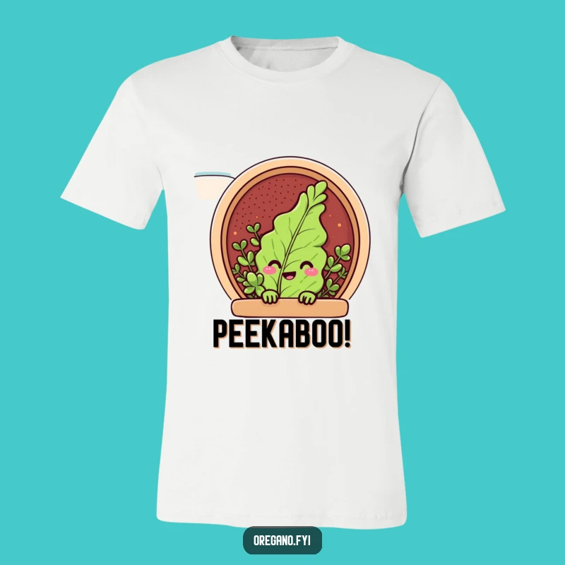 Funny Peeking Oregano T-Shirt: Hidden Spice Rack Grin, Cheeky Funny Gift for Herb Fans