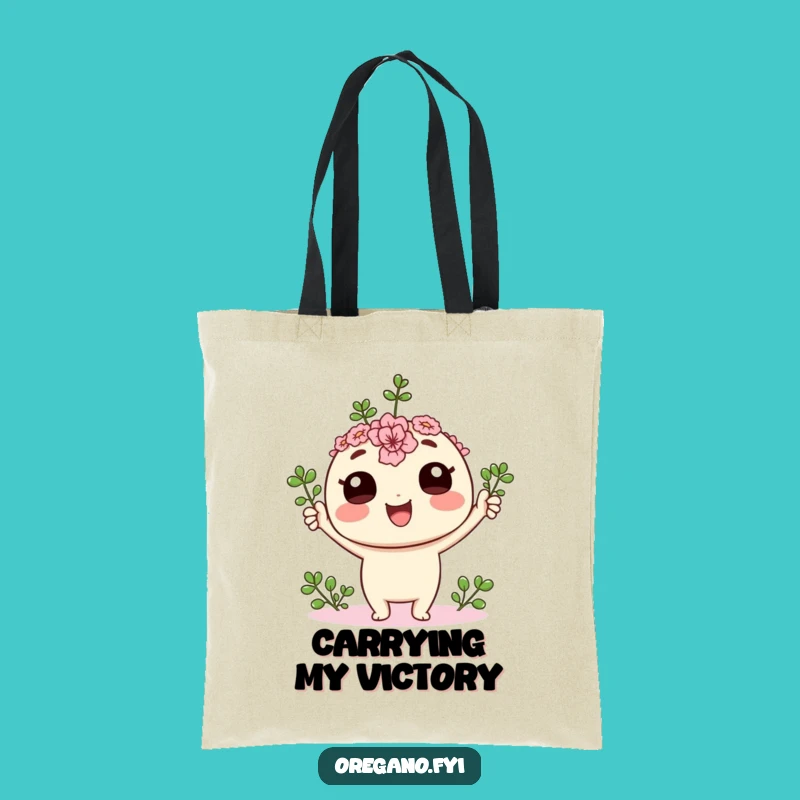 Funny Kawaii Oregano Victory Tote Bag: Chic Herb Accessory, Hilarious Shopping Gift