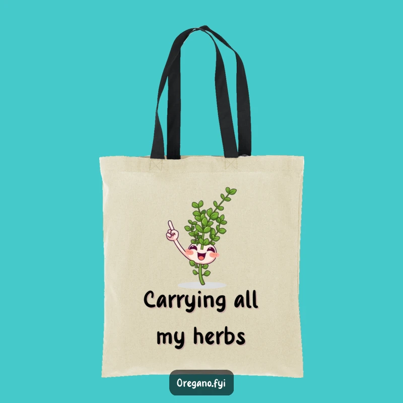 Funny Oregano Sprig Pointing Tote Bag Carry Your Ingredients with Style