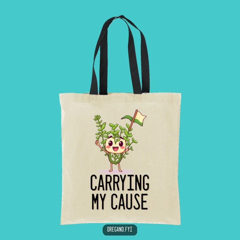 Funny Oregano Tote Bag: Tiny Waving Flag Herb Design for Daily Adventures