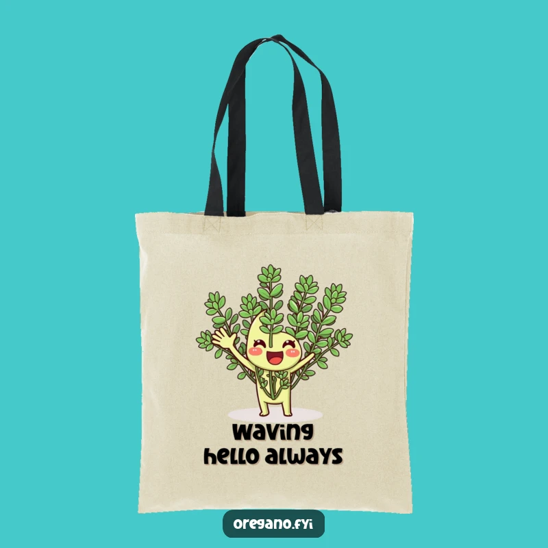 Funny Oregano Waving Tote Bag: Carry Your Day with a Herbaceous Hello