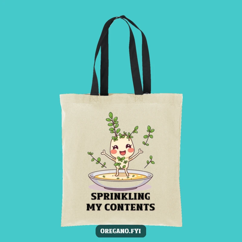 Funny Oregano Sprinkle Tote Bag: Joyful Herb, Perfect Grocery Hauler